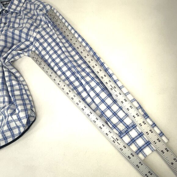 Visconti Black Shirt Mens L Large Blue Geometric Long Sleeve Button Up Flip Cuff - Picture 7 of 9